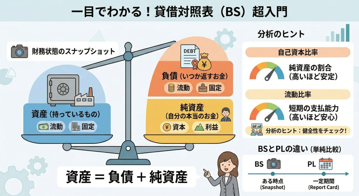 BS（貸借対照表）とは？見方・読み方・分析ポイントを初心者向けに徹底解説