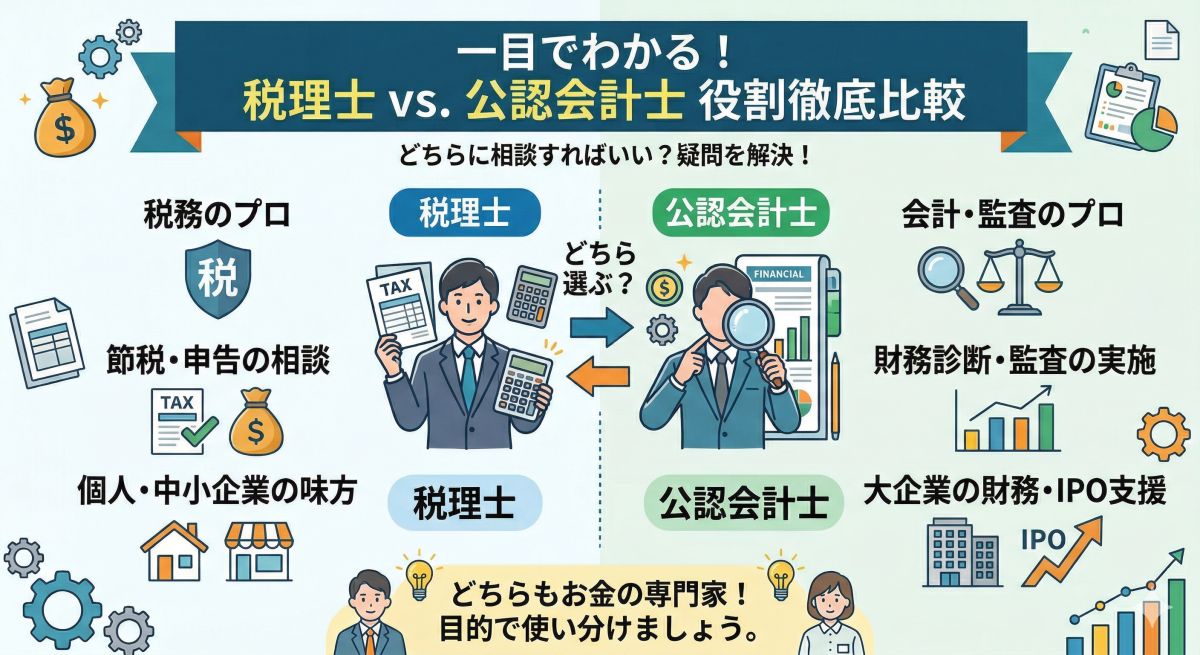 税理士と会計士の違いを徹底解説｜仕事内容・独占業務・向いている相談内容までやさしく整理